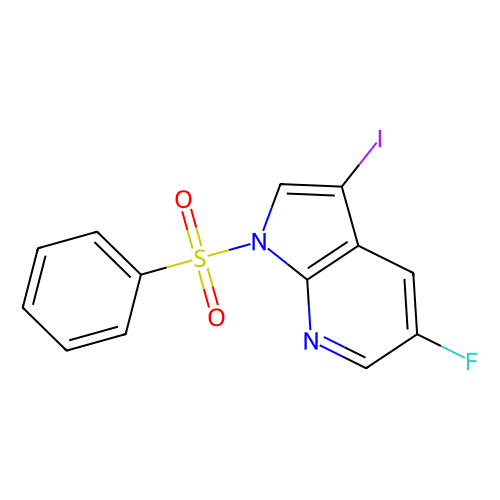 1-Benzenesulfonyl-5-fluoro-3-iodo-1H-pyrrolo[2, 3-b]pyridine, 1 gram