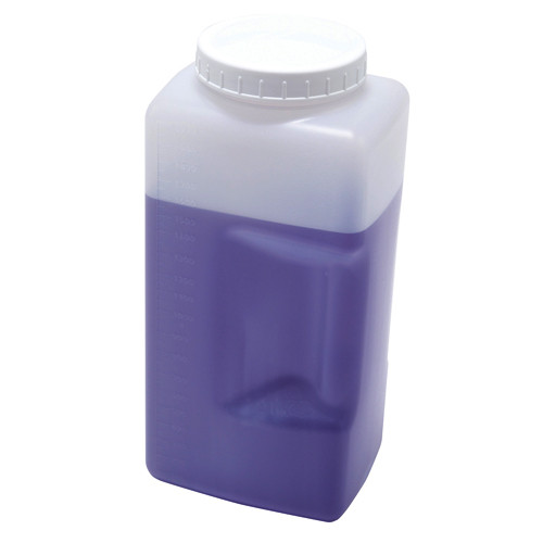 Graduated Square Bottles, Wide Mouth, HDPE, 2000mL, case/6