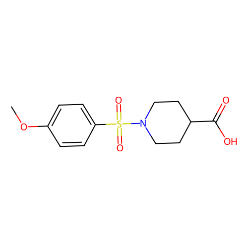 1-(4-methoxy)phenylsulfonyl-4-piperidinemethanoic acid, min 95%, 1 gram