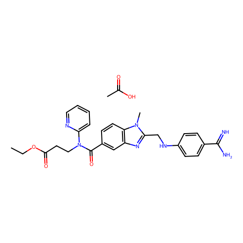 Ethyl 3-(2-(((4-carbamimidoylphenyl)amino)methyl)-1-methyl-N-(pyridin-2-yl)-1H-benzo[d]imidazole-5-carboxamido)propanoate acetate, min 97%, 1 gram