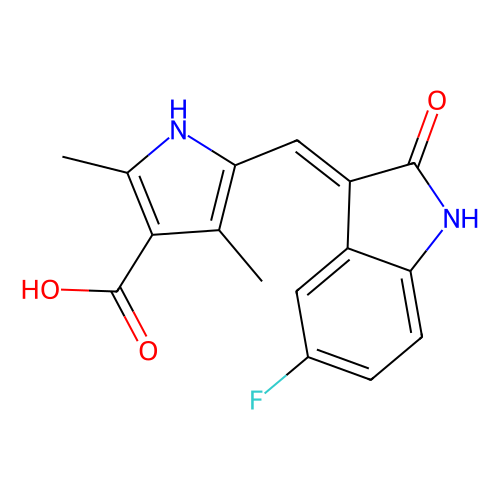 (Z)-5-((5-Fluoro-2-oxoindolin-3-ylidene)methyl)-2, 4-dimethyl-1H-pyrrole-3-carboxylic acid, min 97%, 100 mg