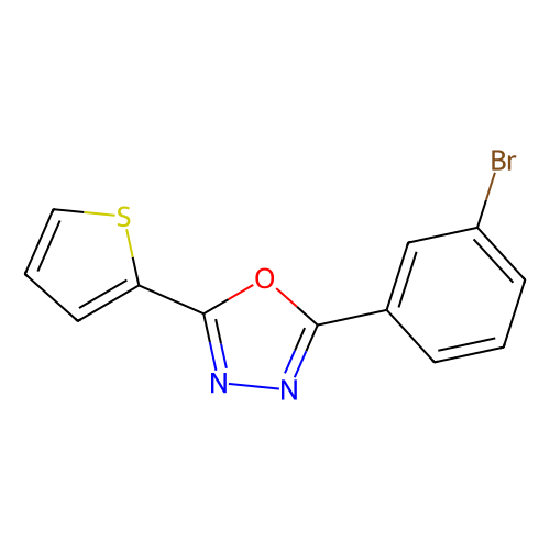 2-(3-bromophenyl)-5-(thiophen-2-yl)-1, 3, 4-oxadiazole, min 98%, 1 gram