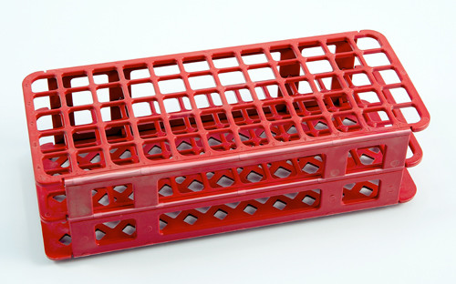 60-Place Test Tube Rack, Red, 16mm, pack/5