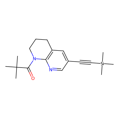 2, 2-Dimethyl-1-(6-((trimethylsilyl)ethynyl)-3, 4-dihydro-1, 8-naphthyridin-1(2H)-yl)propan-1-one, 1 gram