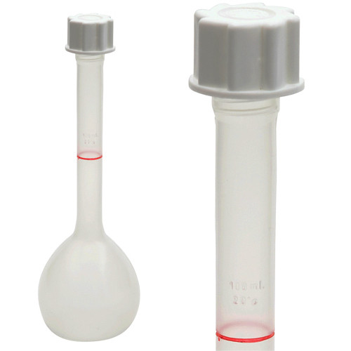 Volumetric Flask with Screw Cap, Polypropylene, 100mL, pack/5
