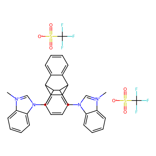 11, 12-Bis[N-methyl-1H-benzimidazolium-3-methylene]-9, 10-dihydro-9, 10-ethanoanthracene bis(trifluoromethanesulfonate), min 95%, 100 mg