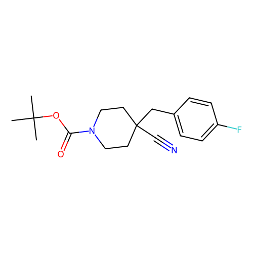 tert-Butyl 4-cyano-4-(4-fluorobenzyl)piperidine-1-carboxylate, min 97%, 1 gram tert-Butyl 4-cyano-4-(4-fluorobenzyl)piperidine-1-carboxylate, min 97%, 1 gram