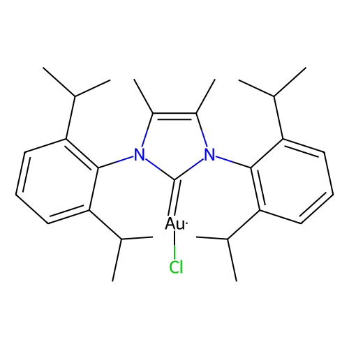Chloro{1, 3-bis[2, 6-bis(1-methylethyl)phenyl]-1, 3-dihydro-4, 5-dimethyl-2H-imidazol-2-ylidene}gold(I), min 98%, 100 mg