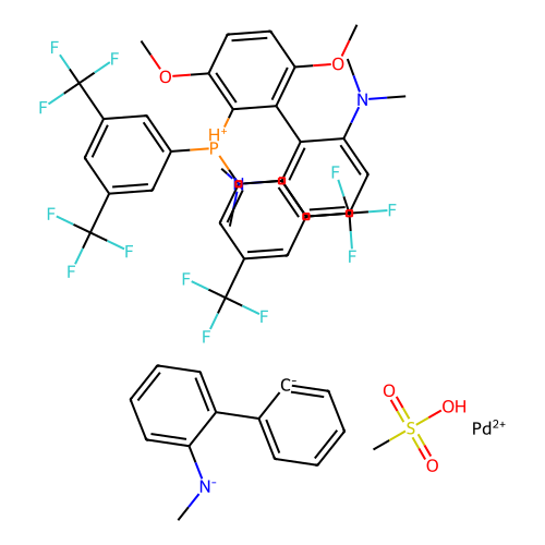 Methanesulfonato(2-bis(3, 5-di(trifluoromethyl)phenylphosphino)-3, 6-dimethoxy-2'', 6''-bis(dimethylamino)-1, 1''-biphenyl )(2''-methylamino-1, 1''-biphenyl-2-yl)palladium(II) [Palladacycle Gen. 4], min 98%, 100 mg