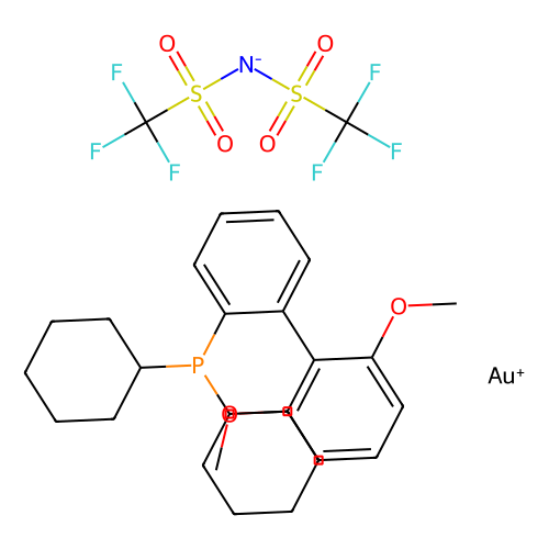 Bis(trifluoromethanesulfonyl)imide(2-dicyclohexylphosphino-2'', 6''-dimethoxy-1, 1''-biphenyl)gold(I), min 98%, 100 mg