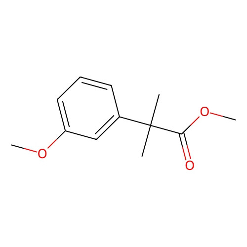 Aladdin Scientific Methyl 2-(3-methoxyphenyl)-2-methylpropanoate, min 97%, 250 mg, chemical structure diagram with a benzene ring, methoxy group, and methylpropanoate group.