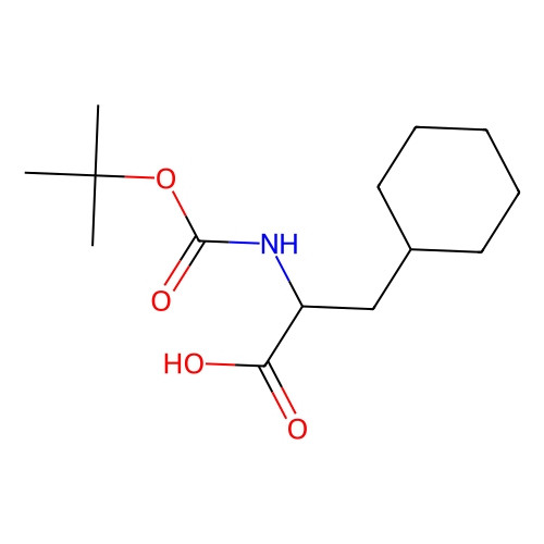 Aladdin Scientific N-Boc-3-cyclohexyl-D-alanine, min 98%, 1 gram - Chemical structure diagram of the amino acid compound with molecular bonds and functional groups.