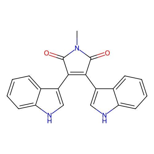 Aladdin Scientific Bisindolylmaleimide V, chemical structure image of a compound with carbon, nitrogen, and oxygen atoms, used as a high-purity research chemical at 98% purity, 10 mg. Aladdin Scientific Bisindolylmaleimide V, chemical structure image of a compound with carbon, nitrogen, and oxygen atoms, used as a high-purity research chemical at 98% purity, 10 mg.