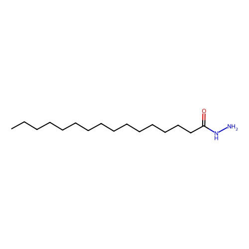 Aladdin Scientific Palmitic Acid Hydrazide, chemical structure diagram of a hydrazide compound with a long hydrocarbon chain and amide group.