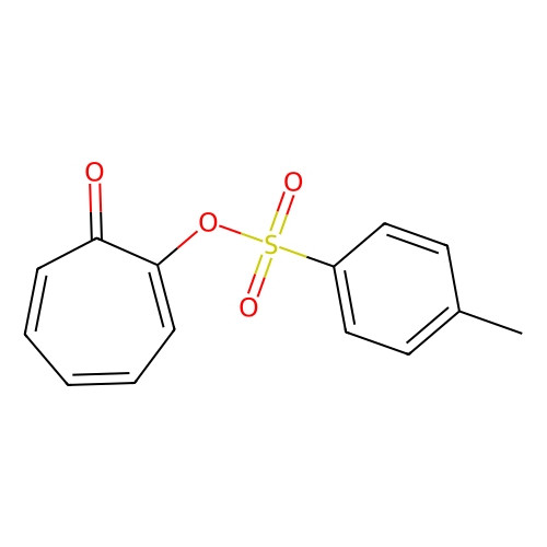 Aladdin Scientific Tropolone Tosylate, chemical structure diagram showing molecular composition with aromatic rings and sulfur-oxygen groups.
