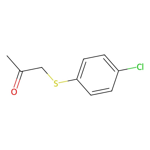 Aladdin Scientific 4-Chlorophenylthioacetone, molecular structure diagram with a benzene ring, chlorine atom, sulfur atom, and acetone group, 97% purity, 1 gram