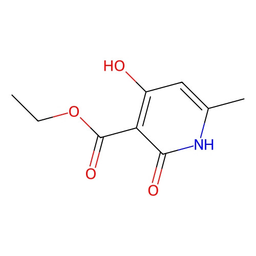 Aladdin Scientific Ethyl 4-hydroxy-6-methyl-2-oxo-1, 2-dihydropyridine-3-carboxylate, min 98%, 1 gram, chemical structure image showing molecular bonds and functional groups.