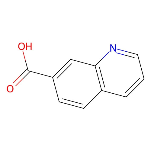 Aladdin Scientific 7-Quinolinecarboxylic acid, min 98%, 100 mg, chemical structure diagram of 7-Quinolinecarboxylic acid with a quinoline ring and carboxylic acid functional group.