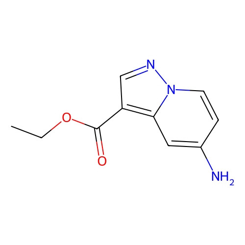 Aladdin Scientific Ethyl 5-aminoopyrazolo[1, 5-a]pyridine-3-carboxylate, 100 mg, chemical structure diagram showing the molecular formula with bonds and atoms.