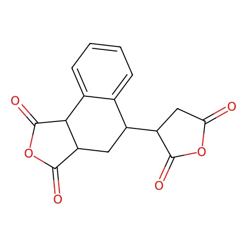 Aladdin Scientific 4-(2, 5-Dioxotetrahydrofuran-3-yl)-1, 2, 3, 4-tetrahydronaphthalene-1, 2-dicarboxylic Anhydride, min 97% (HPLC), 1 gram, chemical structure diagram.