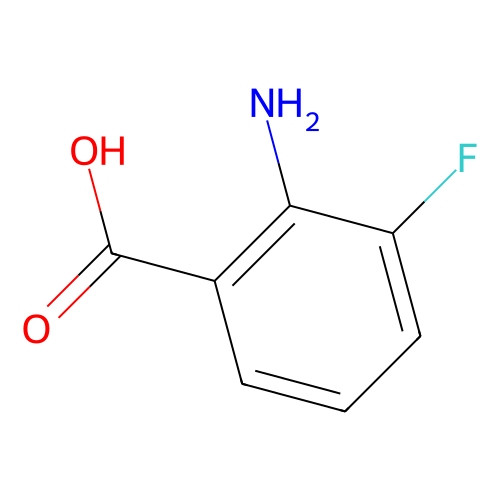 Aladdin Scientific 3-Fluoroanthranilic Acid, molecular structure diagram showing a benzene ring with amino, fluorine, and carboxylic acid functional groups.