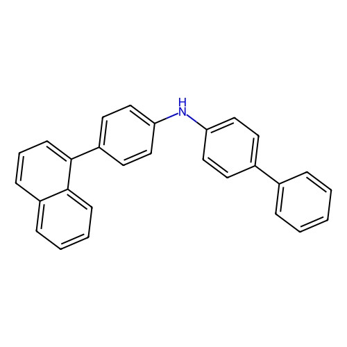 Aladdin Scientific N-(4-(naphthalen-1-yl)phenyl)-[1, 1'-biphenyl]-4-amine, min 99%, 1 gram, chemical structure showing a complex aromatic compound with multiple benzene rings and an amine group.