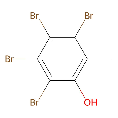 Aladdin Scientific 3, 4, 5, 6-Tetrabromo-o-cresol, min 96%, 1 gram, chemical structure diagram showing a benzene ring with four bromine atoms and one hydroxyl group.