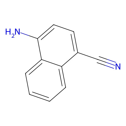 Aladdin Scientific 4-Amino-1-naphthalenecarbonitrile, chemical structure diagram showing a naphthalene ring with an amino group and a nitrile group attached.