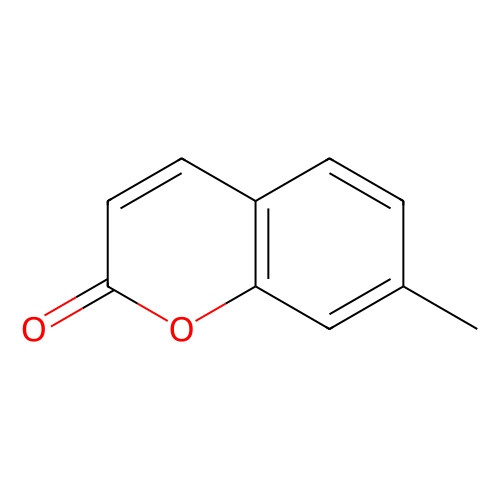 Aladdin Scientific 7-Methylcoumarin, 97% purity 1 gram chemical structure diagram showing the molecular structure of 7-Methylcoumarin with aromatic rings and functional groups.