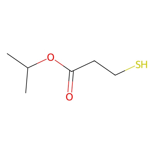 Aladdin Scientific 3-Mercaptopropionic Acid Isopropyl Ester, 3D chemical structure diagram of the compound with molecular bonds and elements, shown in a simplified line model.