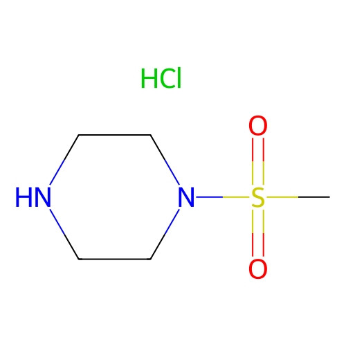 Aladdin Scientific 1-(Methylsulfonyl)piperazine hydrochloride, min 97%, 1 gram, chemical structure diagram showing molecular structure with sulfur, oxygen, nitrogen, and chloride atoms.