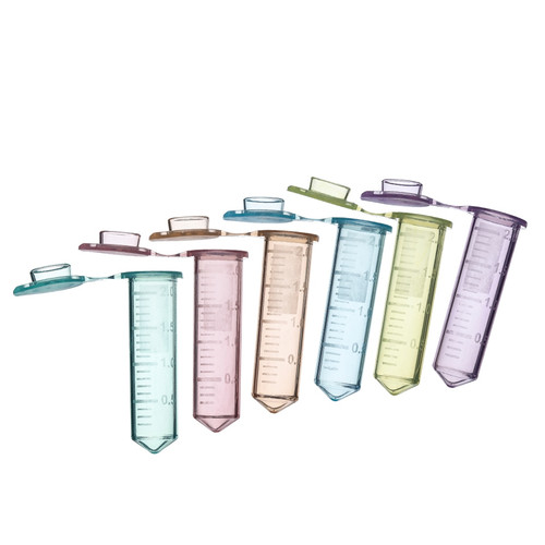 Labcon 2.0 mL SuperClear® Microcentrifuge Tubes with Attached Caps, Assorted Colors, in Resealable Bags, case/5000 