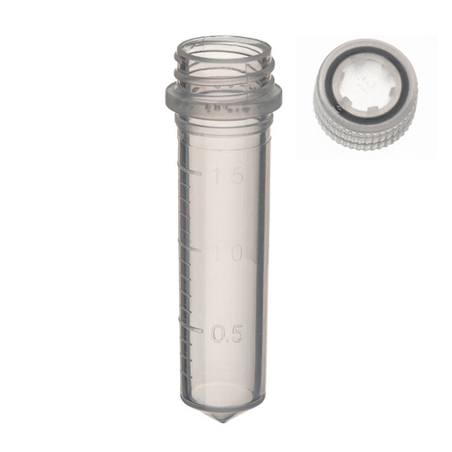 Labcon SuperClear® 2.0 mL Screw Cap Microcentrifuge Tubes with Caps, in Resealable Bags, case/5000 