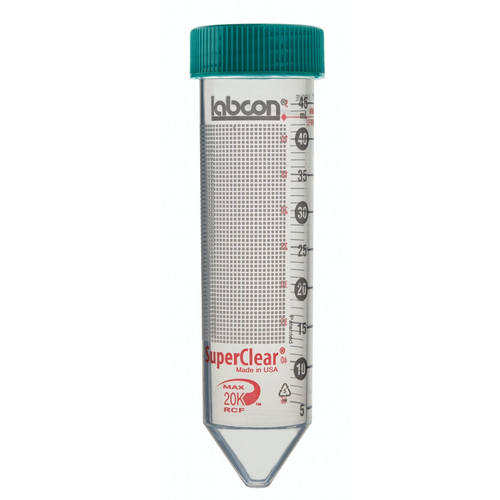 Labcon 50 mL SuperClear® Centrifuge Tubes with Plug-Style Caps, 25 per Rack, case/500 