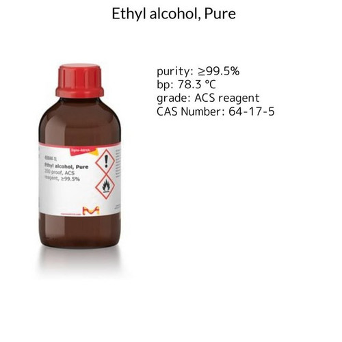 Sigma-Aldrich Ethyl Alcohol, Pure 200 Proof, ACS Grade Reagent, 99.5%+, 2.5 Liter 