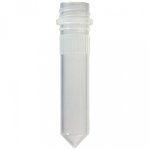CP Lab Safety Microcentrifuge Tubes, 2.0mL Screw Cap Tube, ConicalBbase, Non-Graduated, Ribbed, Clear, Clear, case/5000 