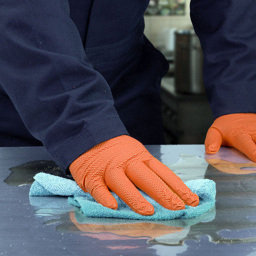 Gloveworks Ultra Orange Nitrile Gloves, Flock Lined, Diamond Texture, 8 mil Gloveworks Ultra Orange Nitrile Gloves, Flock Lined, Diamond Texture, 8 mil