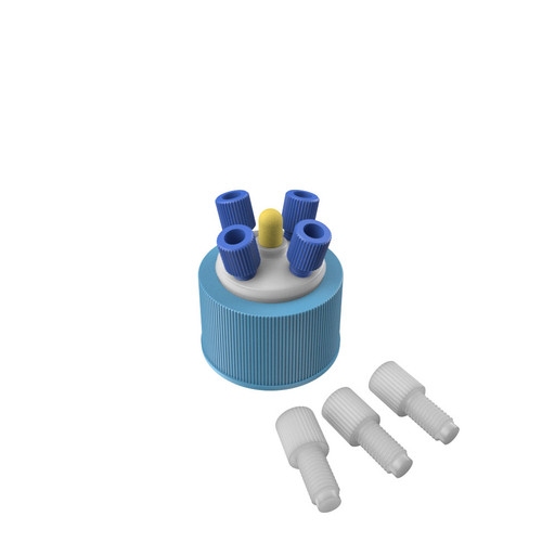 Solvent Delivery Cap Bundle, Port Cap for Glass Bottles, GL38 with built-in air valve, plugs and 1/8" fittings Solvent Delivery Cap Bundle, Port Cap for Glass Bottles, GL38 with built-in air valve, plugs and 1/8" fittings