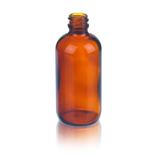 DWK Life Sciences WHEATON® Safety Coated Bottle, Type III Amber Glass, 16 oz, No Cap, Laboratory Storage Bottle, Case of 24, showing a single amber glass laboratory bottle with a safety coated finish and no cap against a plain white background.