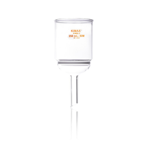 DWK Life Sciences KIMBLE® Büchner Funnel, Filter Funnel, Fritted Glass, Medium, 350 mL, Case of 3, transparent glass laboratory filter funnel with orange branding text DWK Life Sciences KIMBLE® Büchner Funnel, Filter Funnel, Fritted Glass, Medium, 350 mL, Case of 3, transparent glass laboratory filter funnel with orange branding text