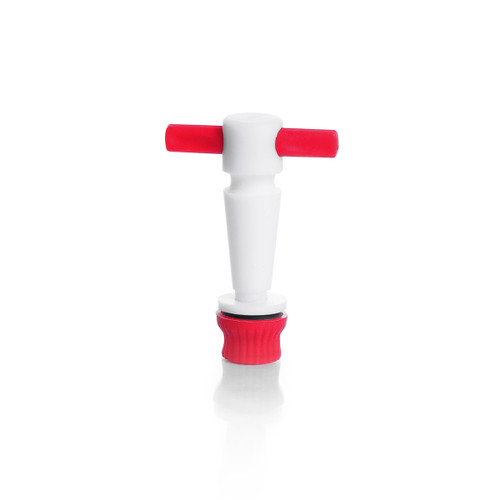 DWK Life Sciences KIMBLE® Straight Stopcock Plug, PTFE, 4 mm, Case of 12, white and red flexible stopcock plug for laboratory tubing.