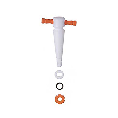 DWK Life Sciences KIMBLE® PTFE Plug Stopcock, 3-Way, 2 mm, Laboratory Glassware Fitting, Case of 6, with white and orange components and multiple seals. DWK Life Sciences KIMBLE® PTFE Plug Stopcock, 3-Way, 2 mm, Laboratory Glassware Fitting, Case of 6, with white and orange components and multiple seals.