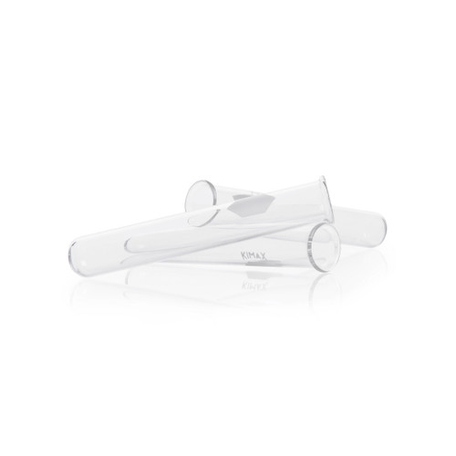 DWK Life Sciences KIMBLE® Test Tube, Plain Rim, 12 × 75 mm, Laboratory Glass Test Tubes, Case of 720, clear laboratory glass test tubes with plain rims, stacked and reflecting on white background. DWK Life Sciences KIMBLE® Test Tube, Plain Rim, 12 × 75 mm, Laboratory Glass Test Tubes, Case of 720, clear laboratory glass test tubes with plain rims, stacked and reflecting on white background.