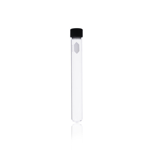 DWK Life Sciences KIMBLE® Culture Tube, Threaded, 25 × 200 mm, Laboratory Glass Culture Tubes, Case of 144, transparent sterile laboratory culture tube with black screw cap. DWK Life Sciences KIMBLE® Culture Tube, Threaded, 25 × 200 mm, Laboratory Glass Culture Tubes, Case of 144, transparent sterile laboratory culture tube with black screw cap.