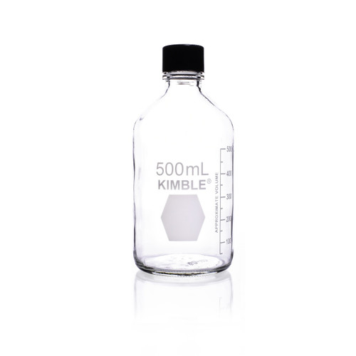 KIMBLE® Media Bottle, Glass, with PTFE/PP Screw Cap, 33 mm Neck, Laboratory Storage Bottle, Case of 24 KIMBLE® Media Bottle, Glass, with PTFE/PP Screw Cap, 33 mm Neck, Laboratory Storage Bottle, Case of 24