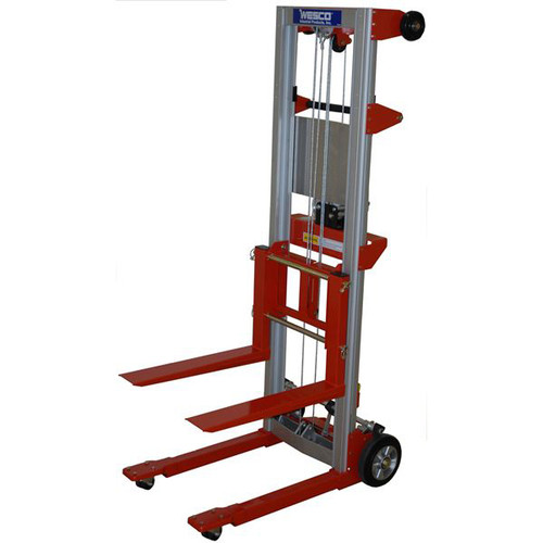 Hand Winch Lifter, Fixed Base with crank handle locks to secure carriage 24"W x 68"H x 35"D
