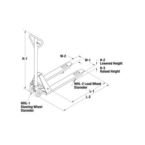 Long Fork Pallet Truck, Model Pt78 With Rubber Coated Handle

