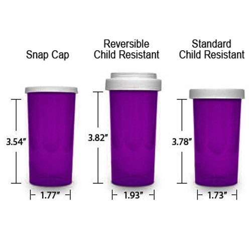 Purple Pharmacy Vials, Child Resistant, Reversible, 40 dram, case/130 (minimum order req)