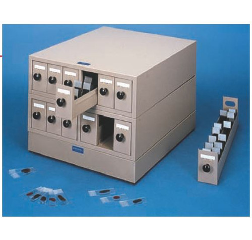 2-layers of Slide Storage Cabinet shown with optional base