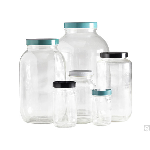 4L Clear Wide Mouth Bottles, 89-400 Phenolic Pulp/Vinyl Lined Caps, case/4